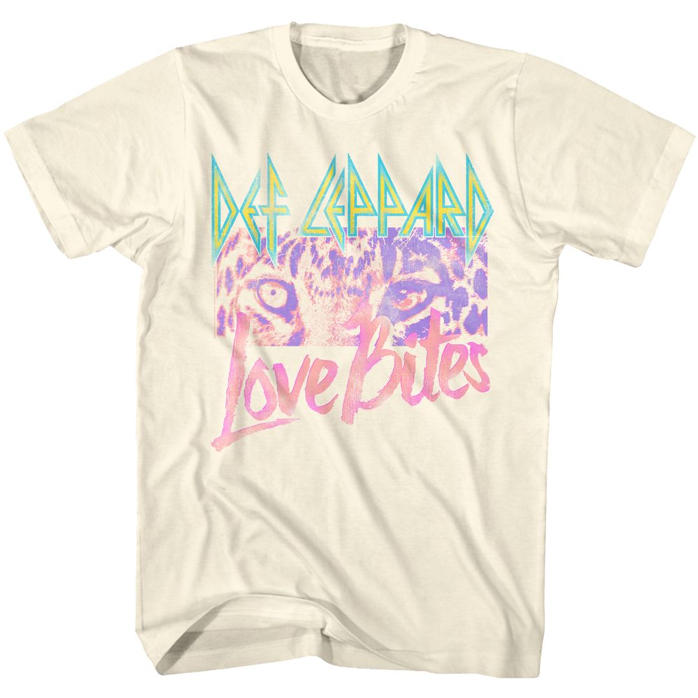 Natural Def Leppard t-shirt featuring Def Leppard Love Bites 1988 design