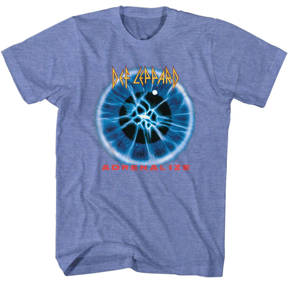 Light blue heather Def Leppard t-shirt featuring Def Leppard Adrenalize Album design