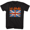 Black Def Leppard t-shirt featuring Def Leppard Leopard Flag design