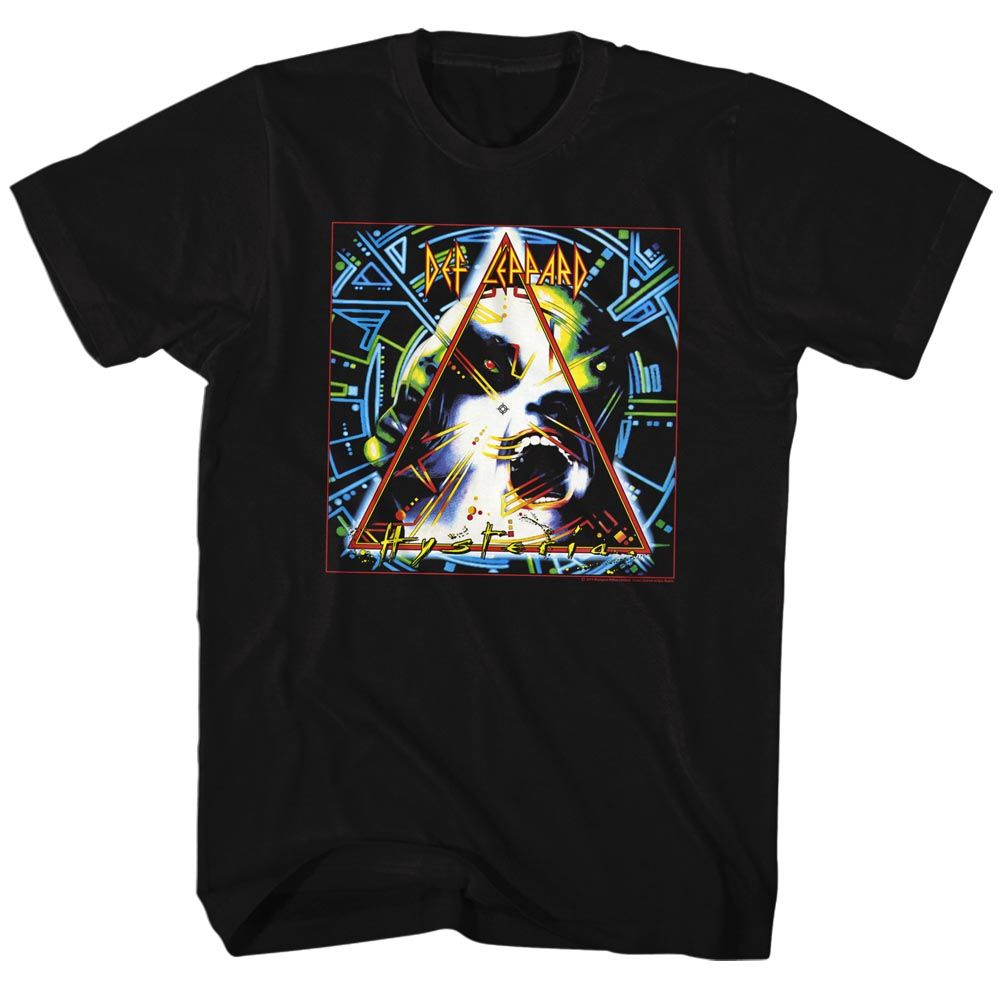 Black Def Leppard t-shirt featuring Def Leppard Hysteria 1987 album design