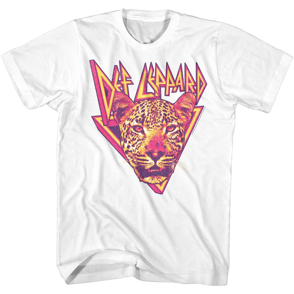White Def Leppard t-shirt featuring Def Leppard Leopard print design