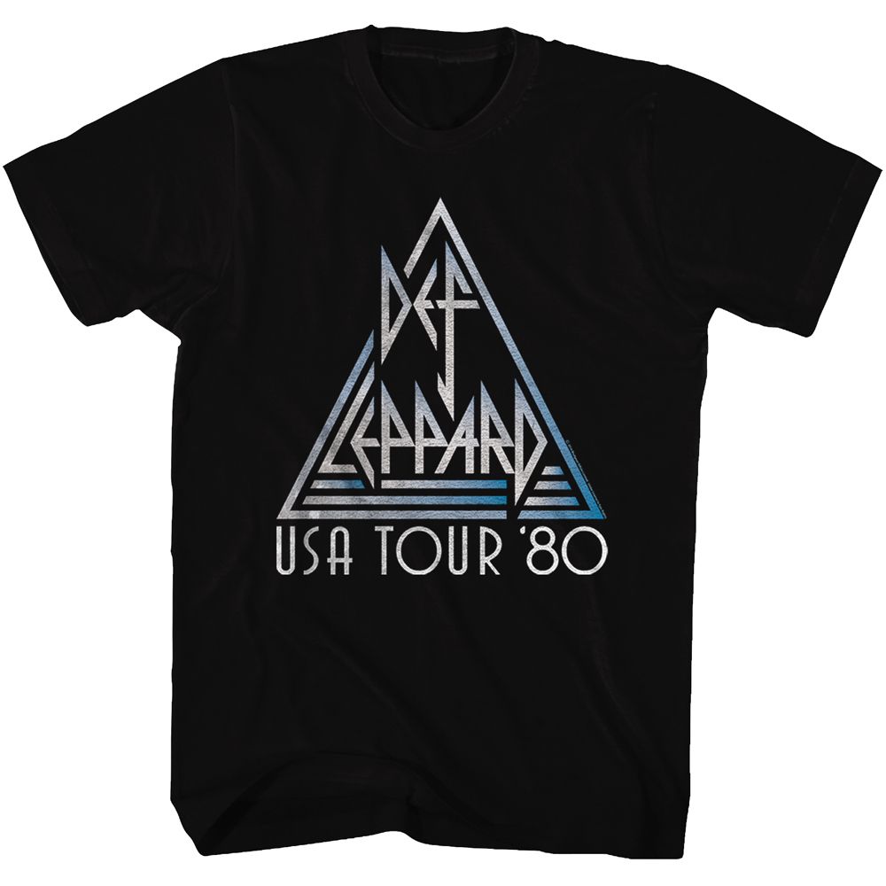Black Def Leppard t-shirt featuring Def Leppard USA tour design