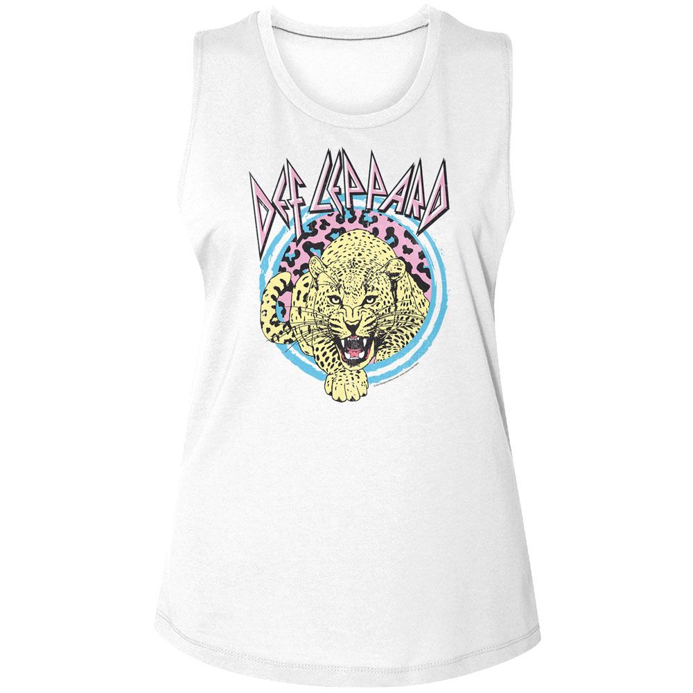 Def Leppard Ladies Muscle Tank - Pastel Leppard 2