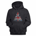 Charcoal heather Def Leppard pullover hoodie featuring a Union Jack Triangle Logo design
