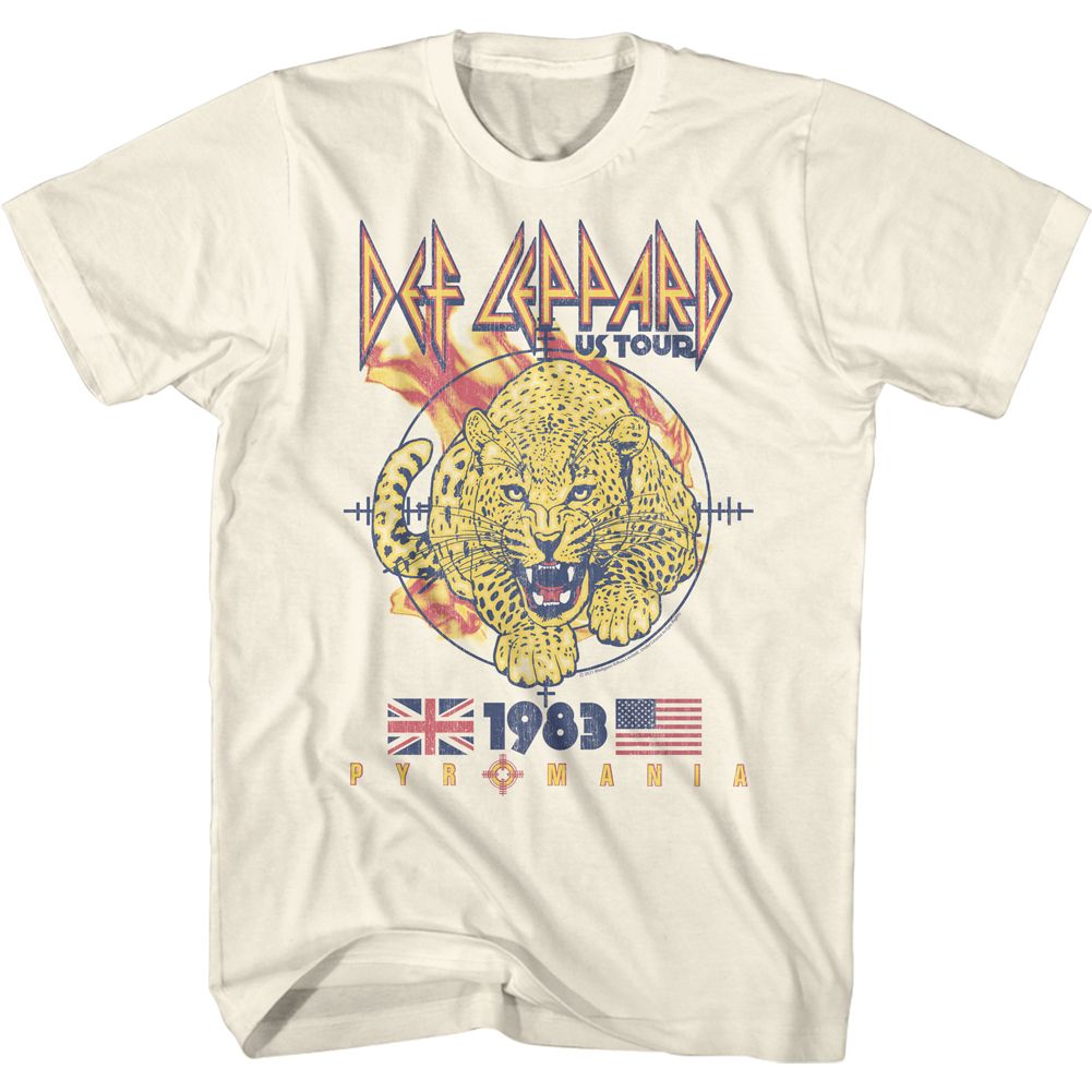 Natural Def Leppard t-shirt featuring Def Leppard Pyromania Leopard design