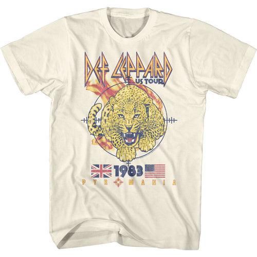 Natural Def Leppard t-shirt featuring Def Leppard Pyromania Leopard design