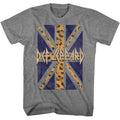 Graphite heather Def Leppard t-shirt featuring Def Leppard Leopard Flag design