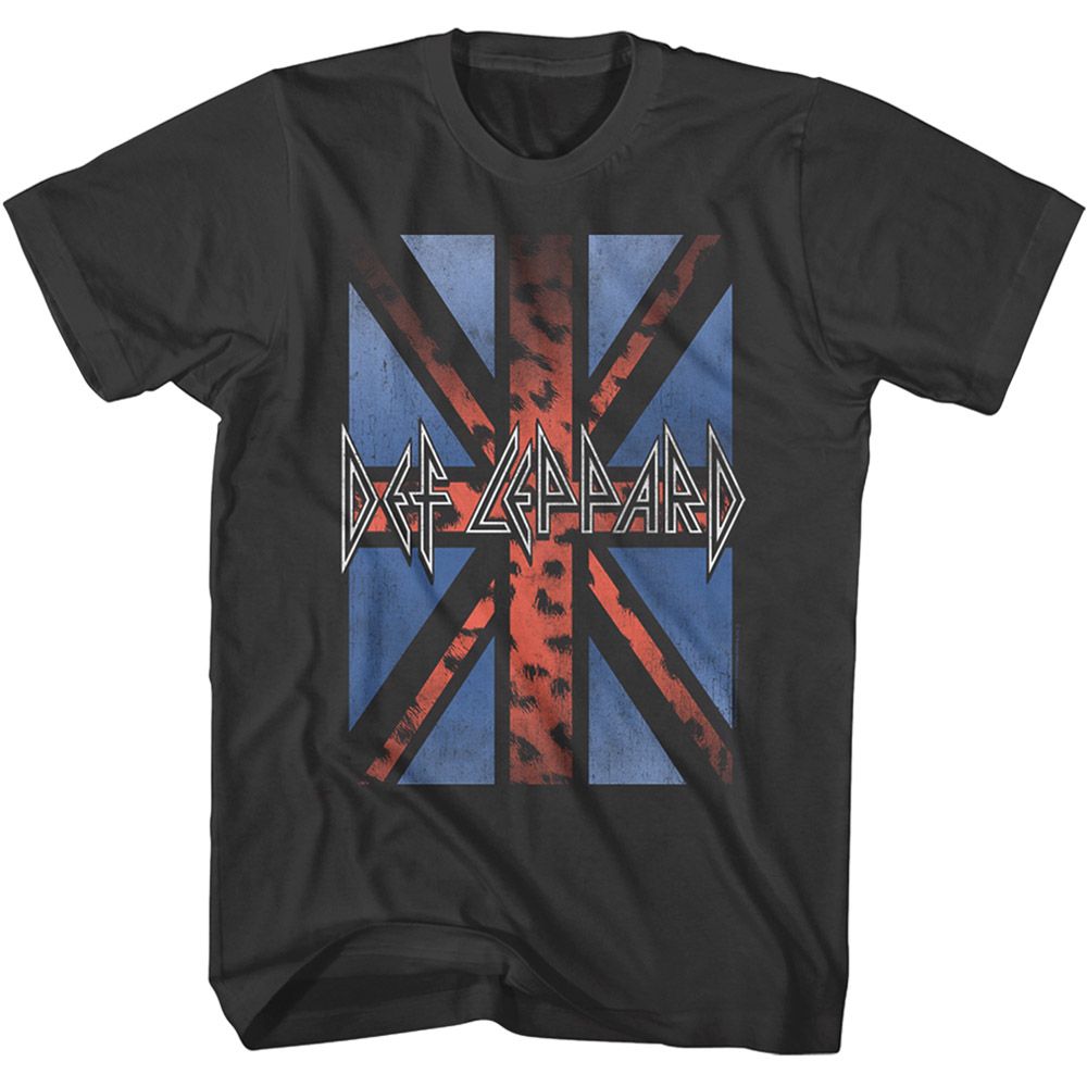 Smoke gray Def Leppard t-shirt featuring Def Leppard Leopard Flag 2 design