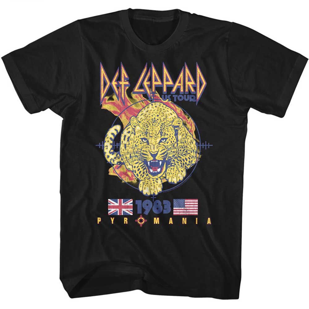 Black Def Leppard t-shirt featuring Def Leppard Pyromania 1983 album design