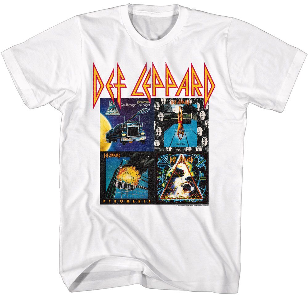 White Def Leppard t-shirt featuring Def Leppard 80s Album design