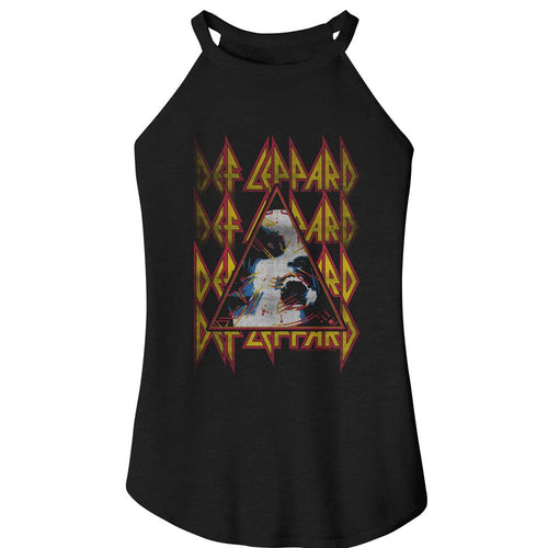 Def Leppard Ladies Rocker Tank - Hysteria Face and Logos