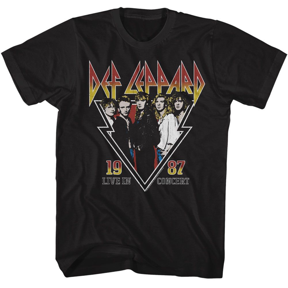 Black Def Leppard t-shirt featuring Def Leppard 1987 Live In Concert design