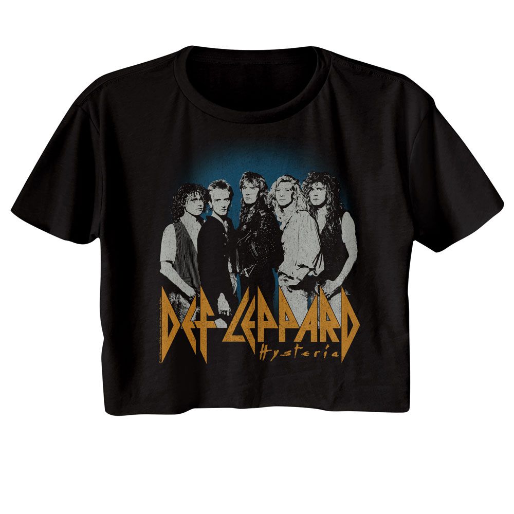 Def Leppard Ladies Crop Top - Blue Fade