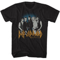 Black Def Leppard t-shirt featuring Def Leppard Blue Fade Background design