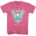 Retro pink heather Def Leppard t-shirt featuring Def Leppard Skulls 3 Tone design