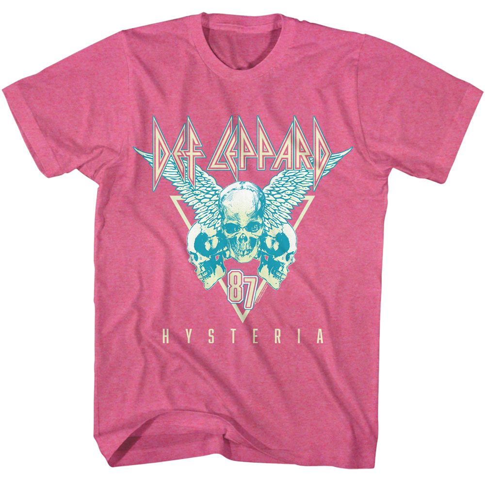 Retro pink heather Def Leppard t-shirt featuring Def Leppard Skulls 3 Tone design