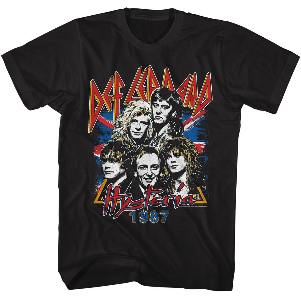 Black Def Leppard t-shirt featuring Def Leppard Hysteria 1987 design
