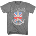 Graphite heather Def Leppard t-shirt featuring Def Leppard Diver Union Jack design