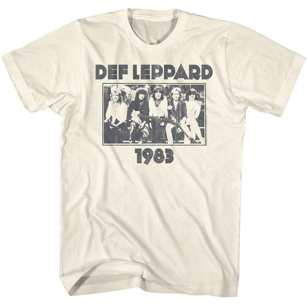 Natural Def Leppard t-shirt featuring Def Leppard Monochrome 1983 design