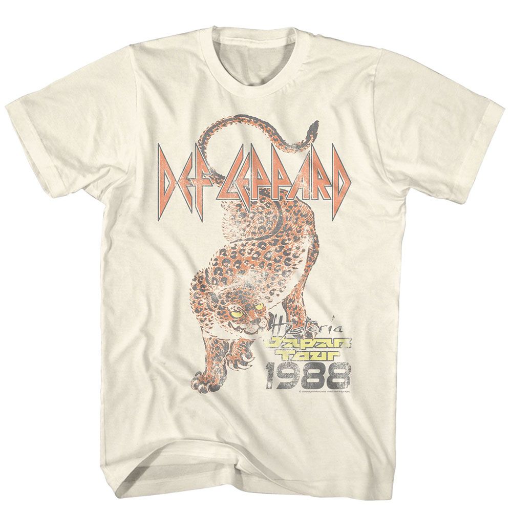 Natural Def Leppard t-shirt featuring Def Leppard Japan Tour 1988 design