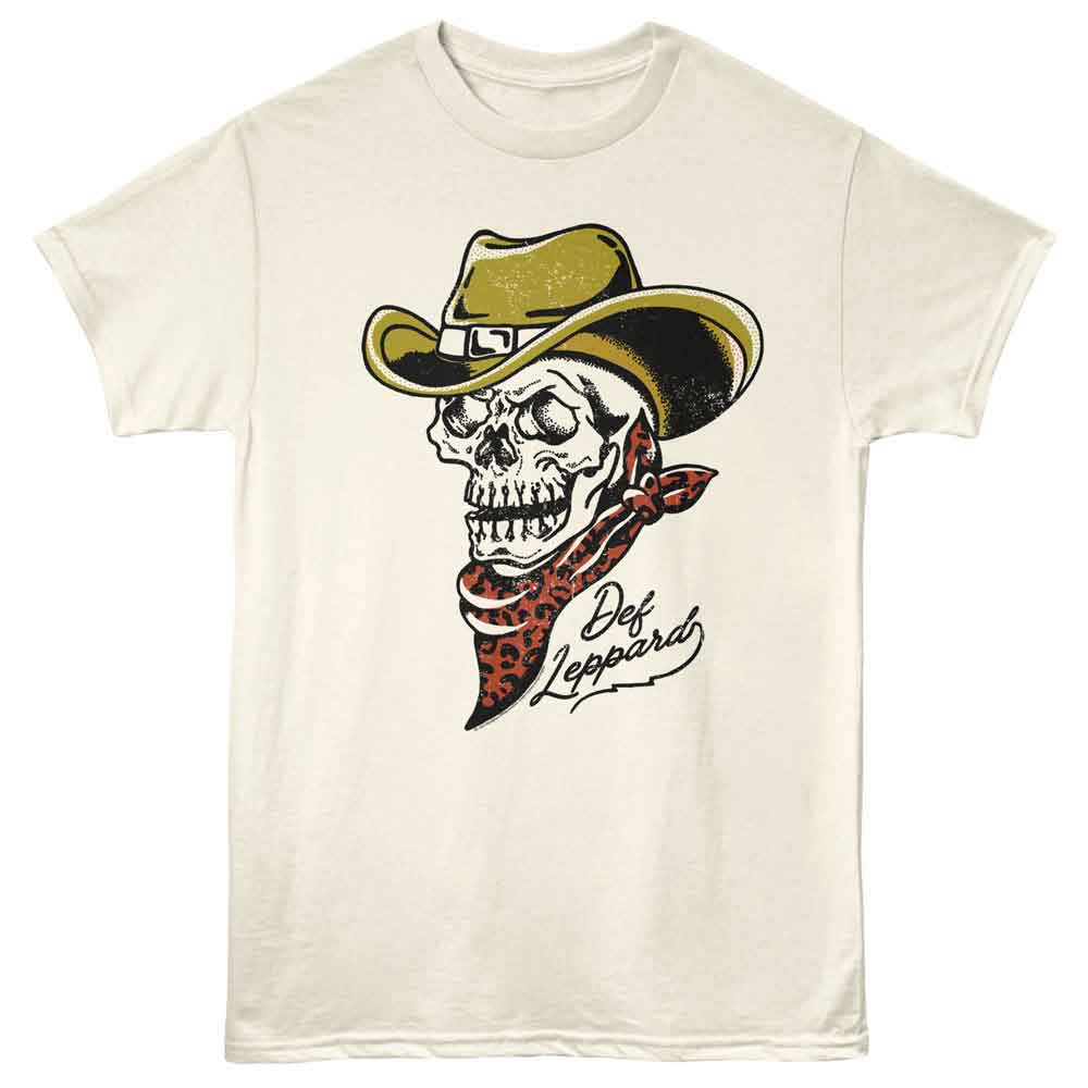 Natural Def Leppard t-shirt featuring Def Leppard Cowboy Skeleton design