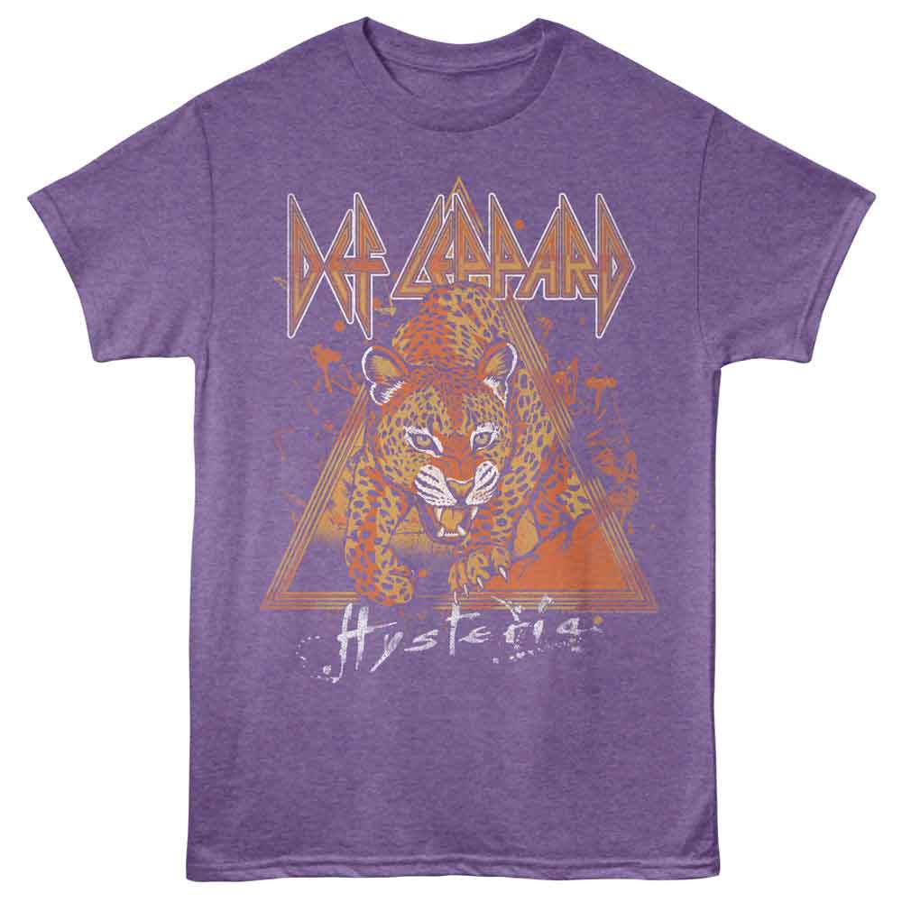 Purple heather Def Leppard t-shirt featuring Def Leppard Leopard On Rock Hysteria design