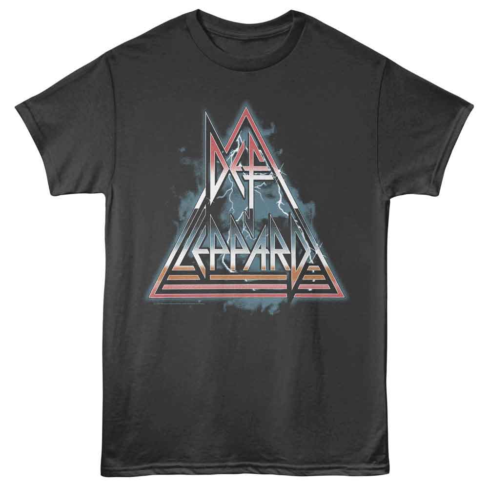 Smoke gray Def Leppard t-shirt featuring Def Leppard Clouds Lightning Triangle design
