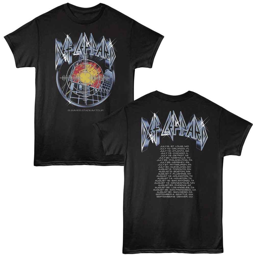 Black Def Leppard t-shirt featuring Def Leppard Summer Stadium tour design