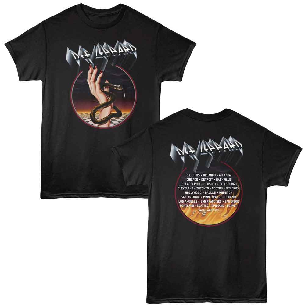 Black Def Leppard t-shirt featuring Def Leppard Snake Hold design