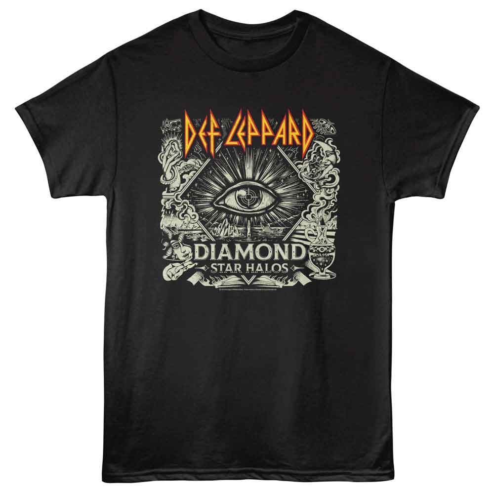 Black Def Leppard t-shirt featuring Def Leppard Diamond Star Halos 2022 album design