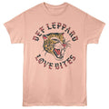 Peach Def Leppard t-shirt featuring Def Leppard Love Bites design
