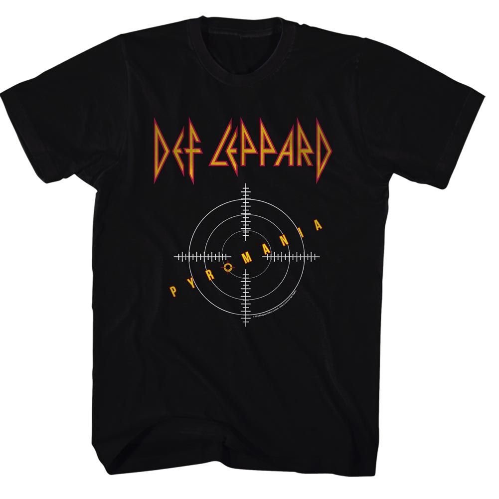 Black Def Leppard t-shirt featuring Def Leppard Pyromania 1983 album design