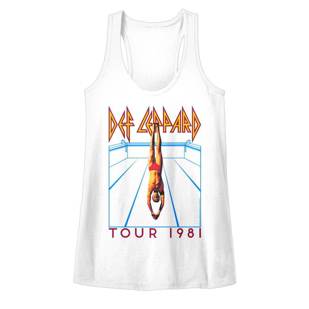 Def Leppard Ladies Racerback - He's Swimming