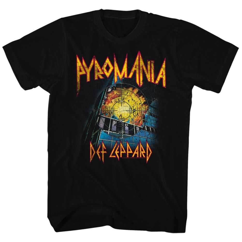 Black Def Leppard t-shirt featuring Def Leppard It's On Fire design