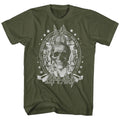 Military green Def Leppard t-shirt featuring Def Leppard Skull design