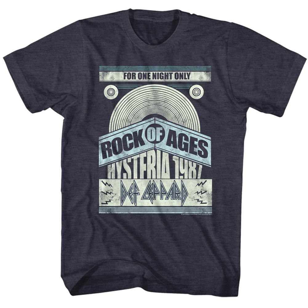 Navy heather Def Leppard t-shirt featuring Def Leppard For One Night Only design