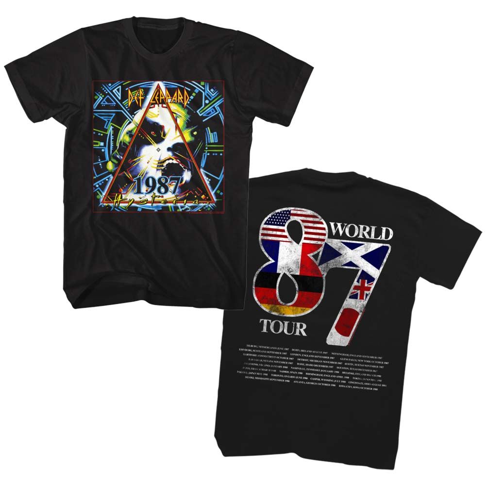 Black Def Leppard t-shirt featuring Def Leppard World Tour F B design