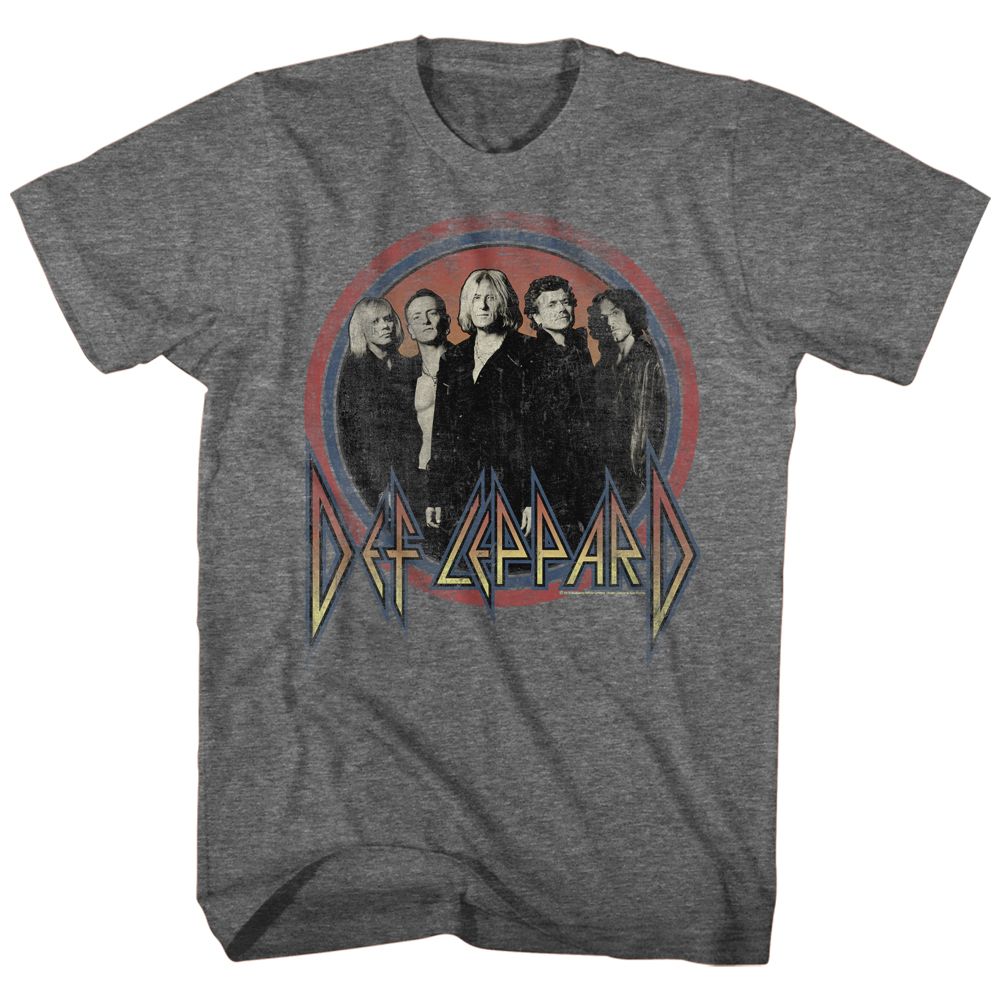Graphite heather Def Leppard t-shirt featuring Def Leppard Circles design