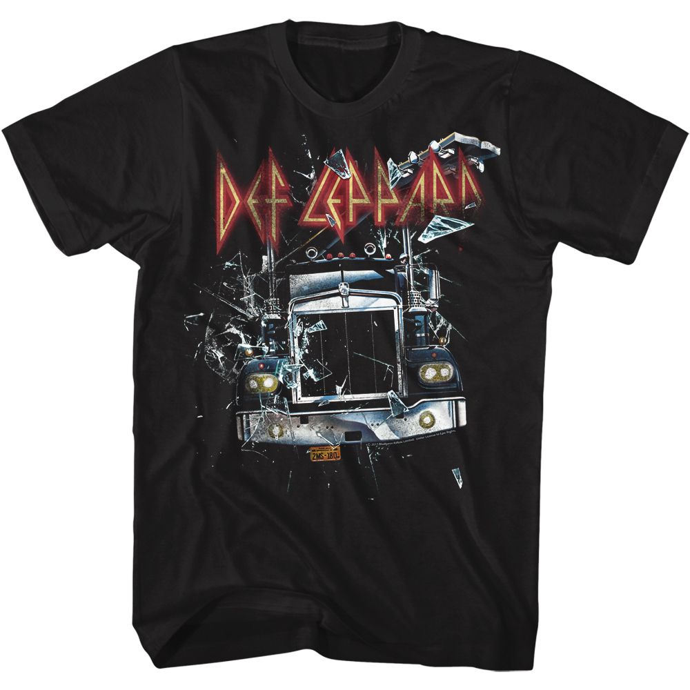 Black Def Leppard t-shirt featuring Def Leppard On Through The Glass design
