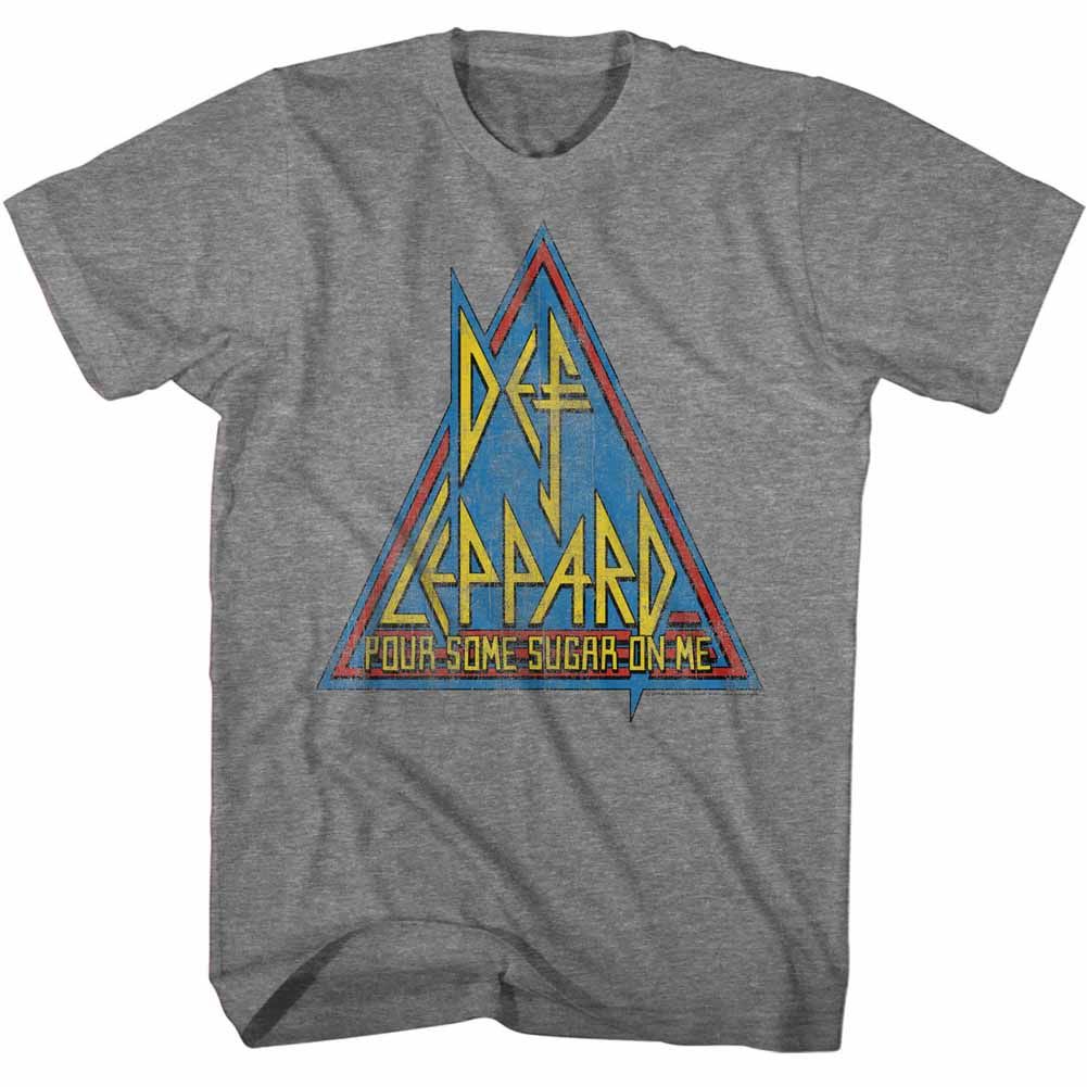 Graphite heather Def Leppard t-shirt featuring Def Leppard Primary Triangle design