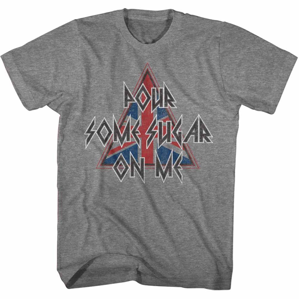 Graphite heather Def Leppard t-shirt featuring Def Leppard Pour Some Sugar Triangle design