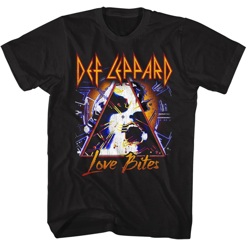 Black Def Leppard t-shirt featuring Def Leppard Love Bites 1988 design