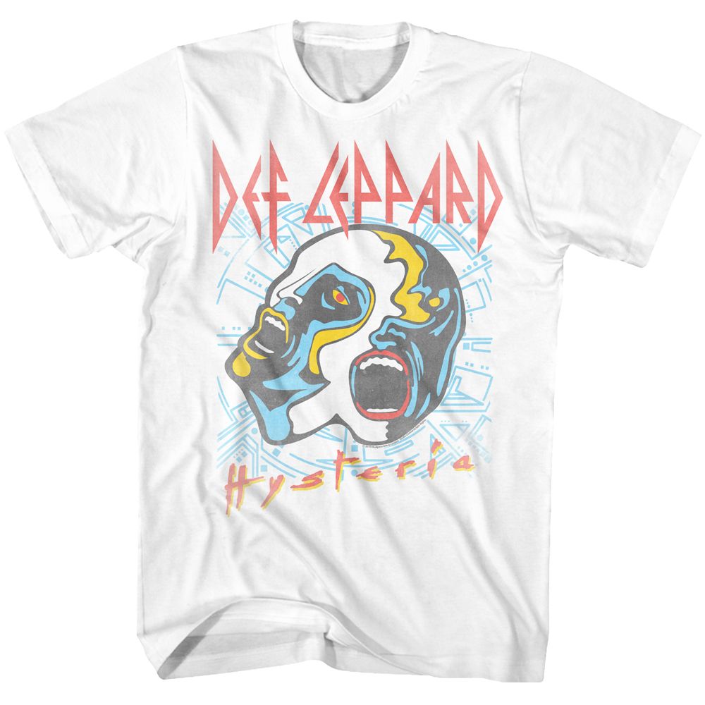 White Def Leppard t-shirt featuring Def Leppard Faces design