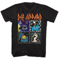 Black Def Leppard t-shirt featuring Def Leppard 80s Albums collage design