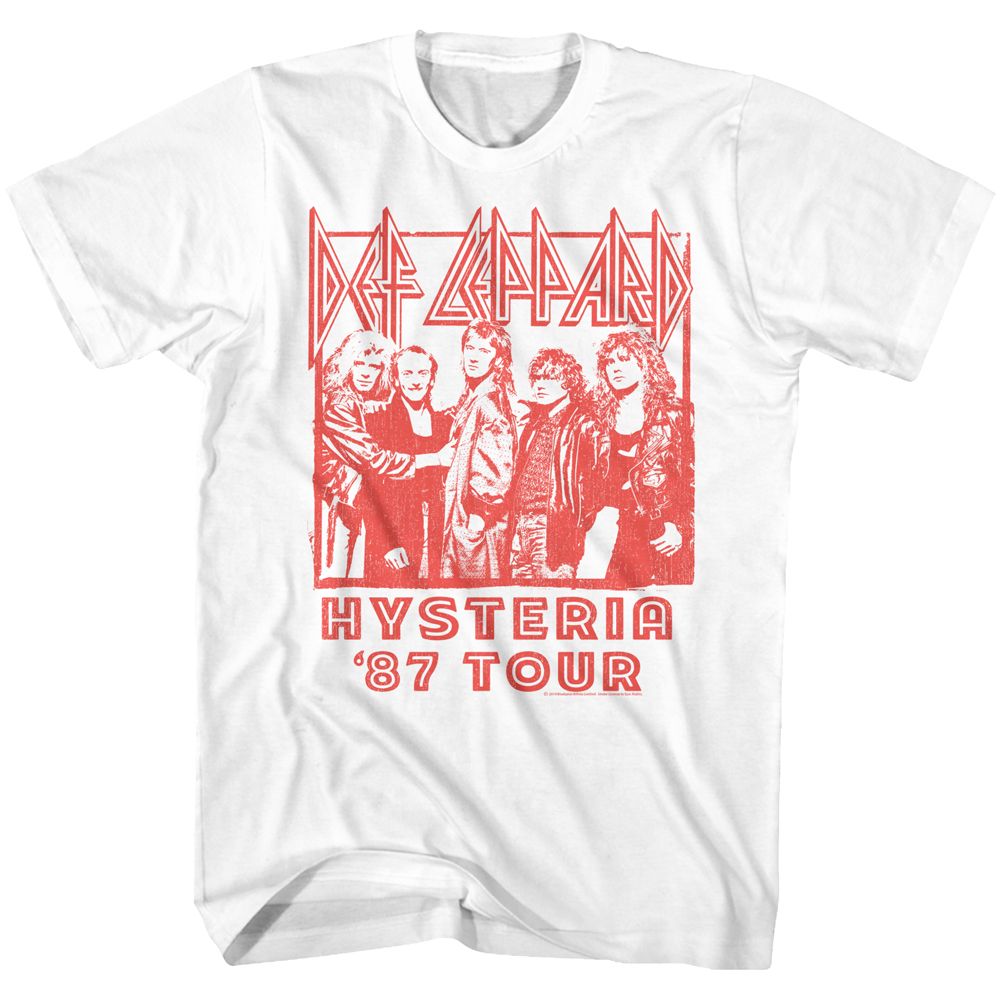 White Def Leppard t-shirt featuring Def Leppard 87 Group Tour design