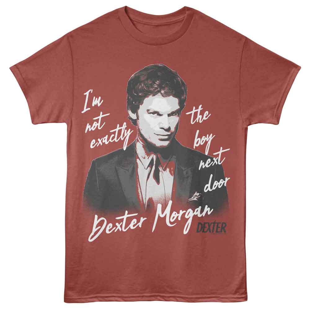 Terracotta Dexter t-shirt featuring Dexter Not Exactly design