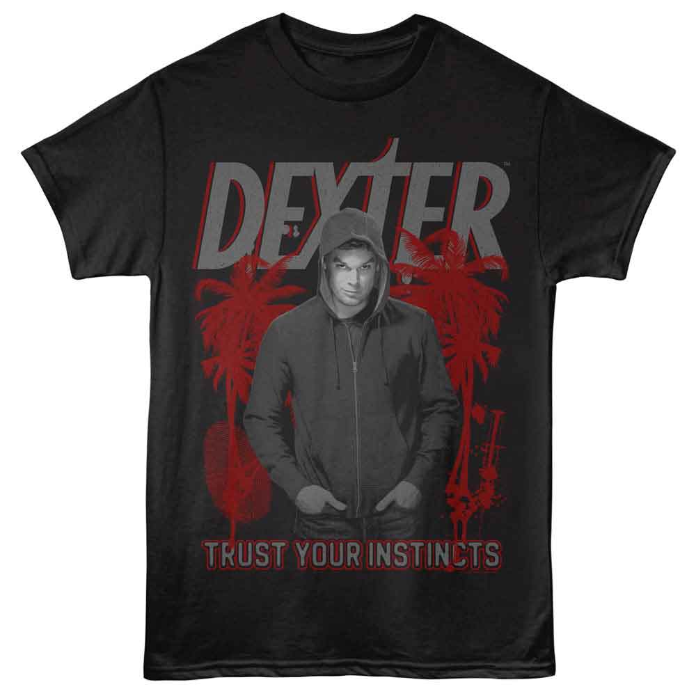 Black Dexter t-shirt featuring Dexter Instincts design