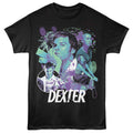 Black Dexter t-shirt featuring Dexter Neon Collage design