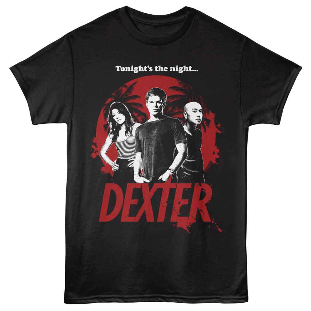 Black Dexter t-shirt featuring Dexter Group And Palm Trees design