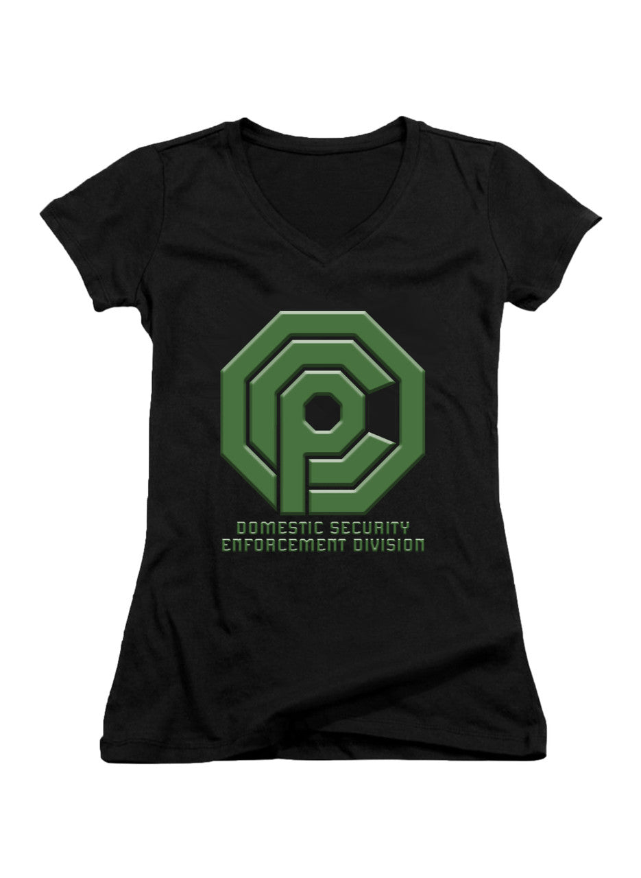 Black Domestic Security Enforcement Division Juniors V-Neck T-Shirt